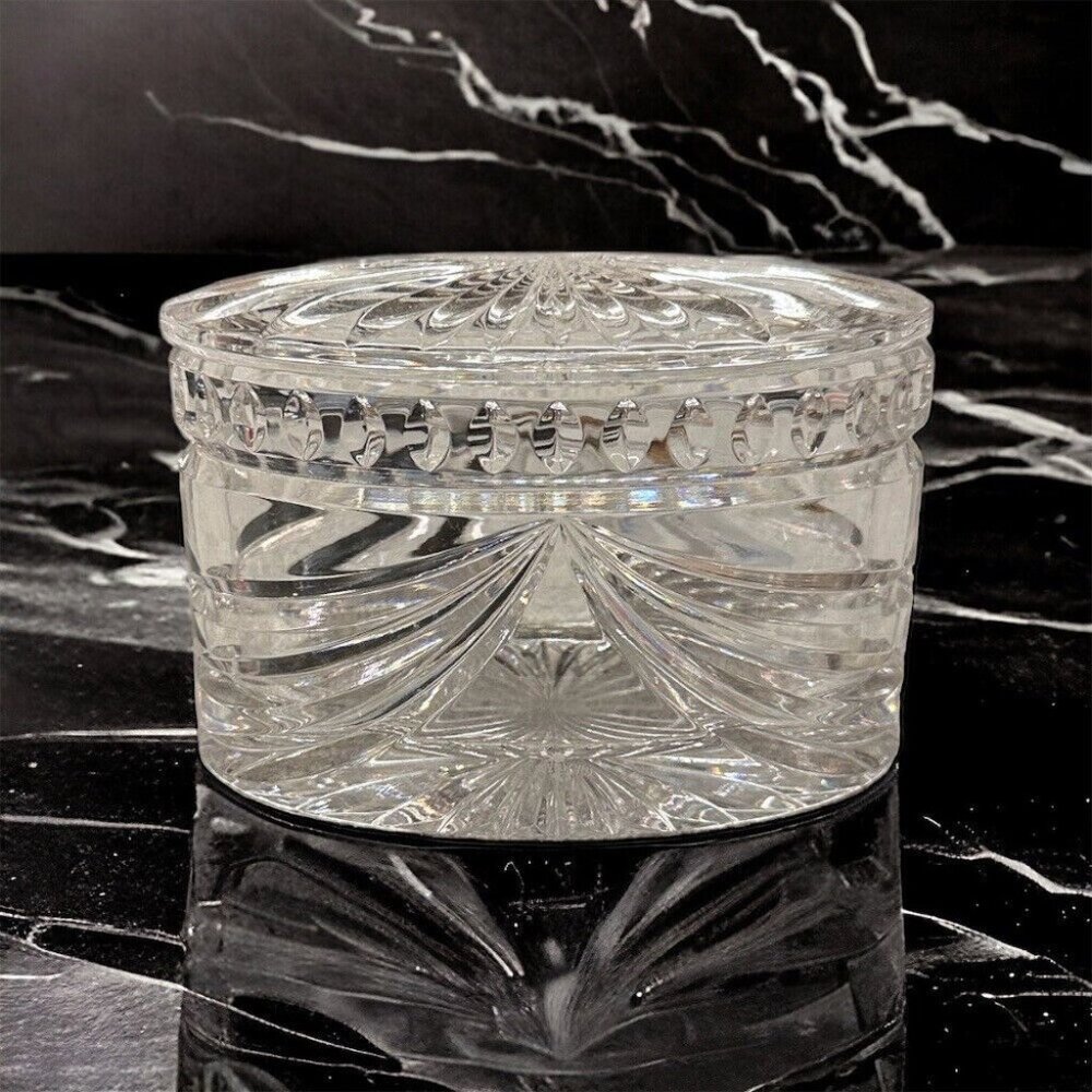 Waterford Overture Crystal Clear Glass oval trinket box
